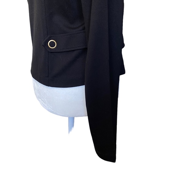 Cabi Black Asymmetrical Snap Zip Ponte Moto Jacket Size Small - Picture 15 of 16
